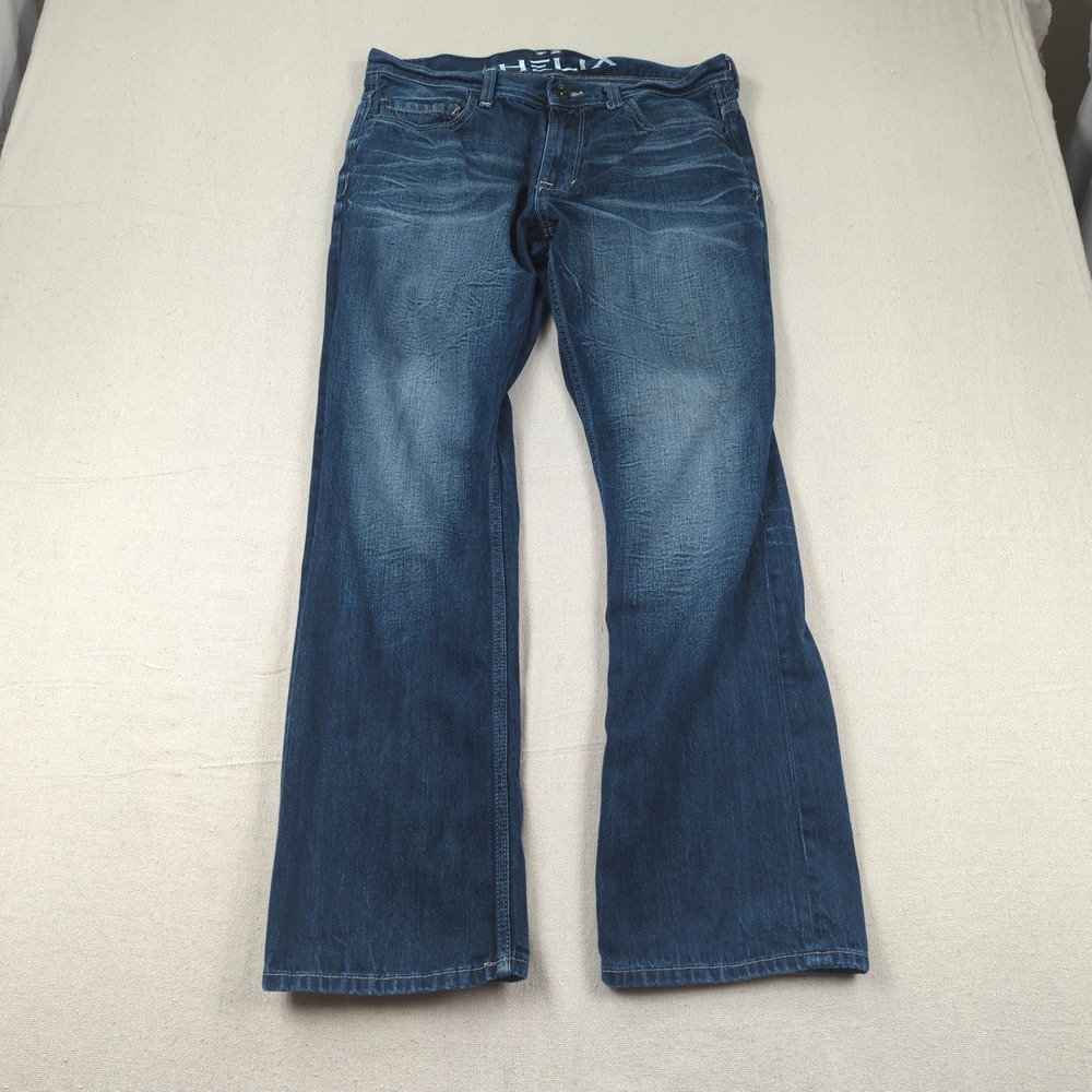 Helix Jeans Mens 34x32 Blue Slim Boot Cut Western Cowboy Faded